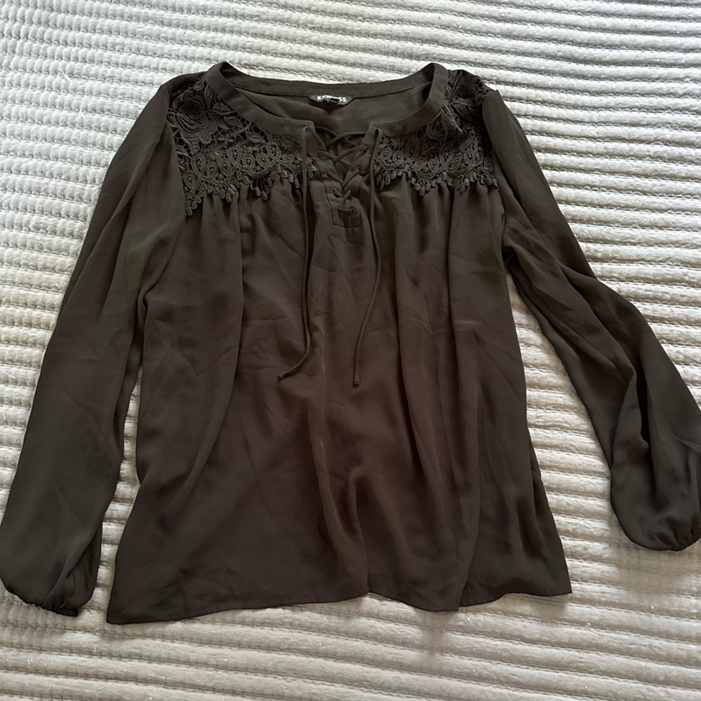 Express Women’s Black Lace-Up Blouse size XL